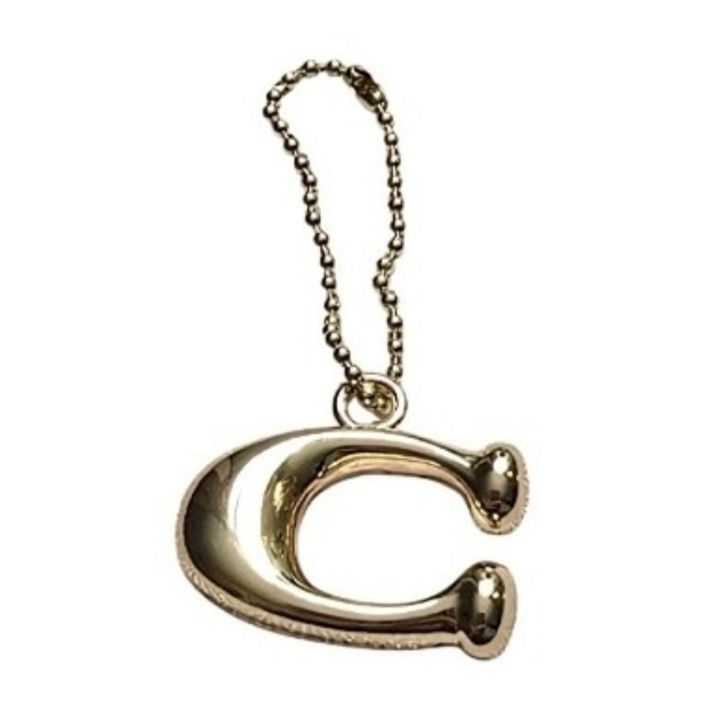 π Mini Coach 1.25" Gold Solid Brass Metal "C" Hangtag Bag Fob Charm ULTRA RARE - Picture 2 of 6